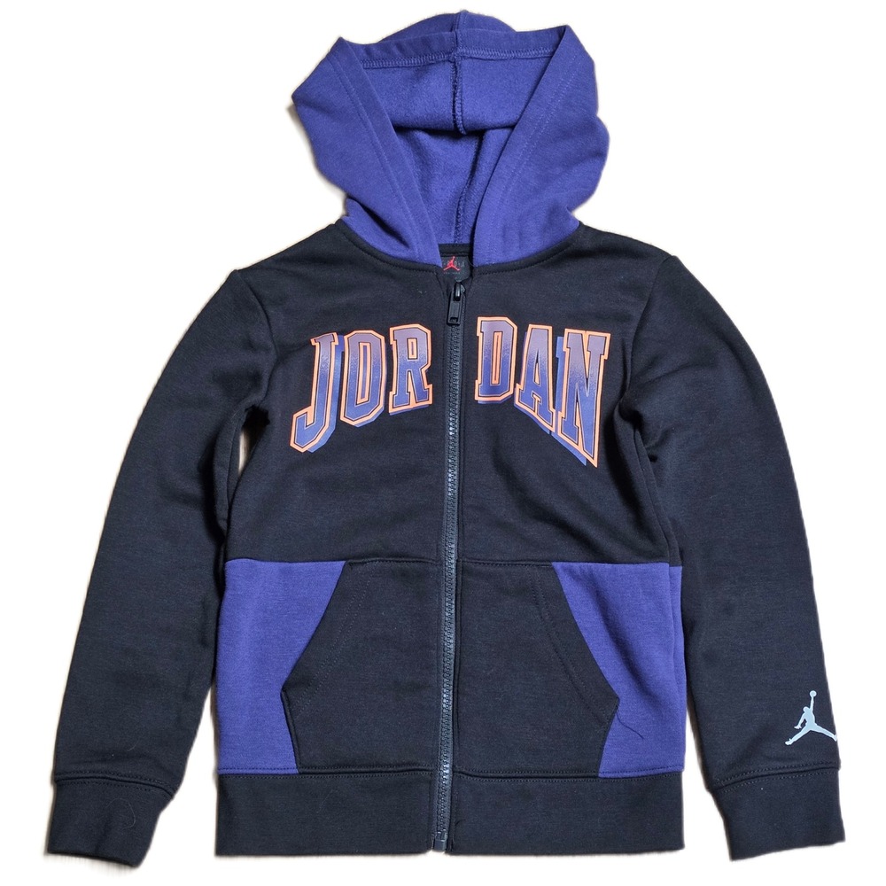 Jordan Zip Up Hoodie Kid's Size 4-5‎ Years Black Purple Basketball Graphic